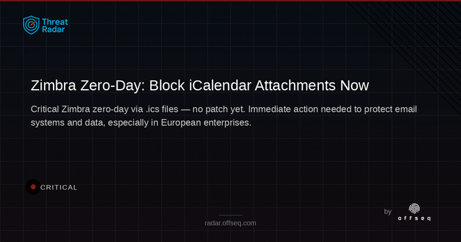 Critical threat: Zimbra users targeted in zero-day exploit using iCalendar attachments