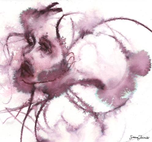 Ink portrait of a melancholic woman