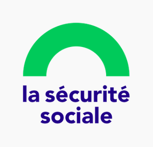 Logo de la Sécurité sociale en France : il évoque un épais parapluie vert, par-dessus la population.