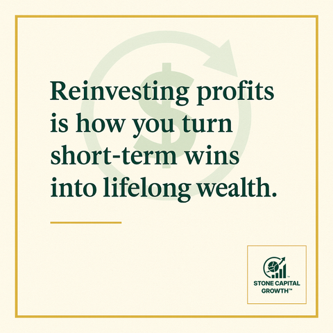 Circular arrow encircling a dollar icon symbolizing compounding