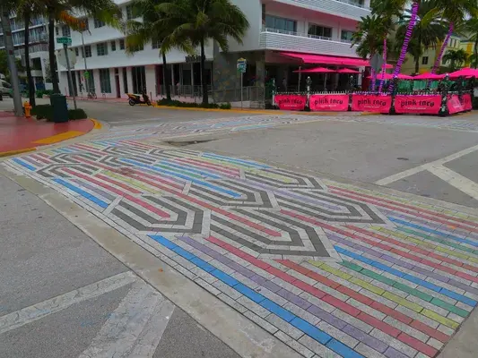 Two of the four sides of the Raimbow Crosswalk