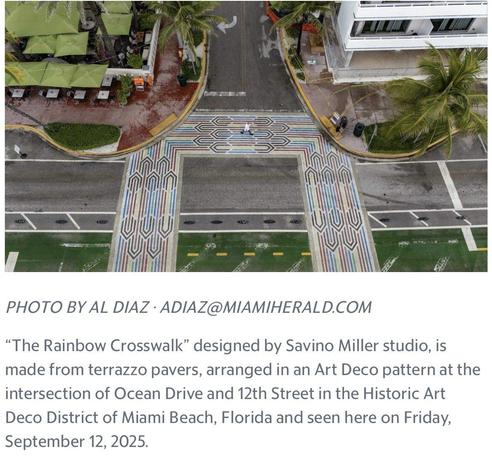 Aerial view of the Raimbow Crosswalk