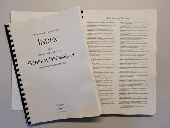 Printed Index to the General Herbarium of the Natural History Museum London