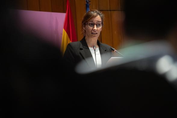 La ministra de Sanidad, Mónica García, en unas jornadas de sensibilización sobre infecciones de transmisión sexual, la semana pasada.