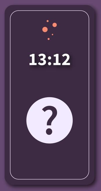 Smartphone stylisé, l'heure affichée est 13:12. Un gros point d'interrogation au centre.