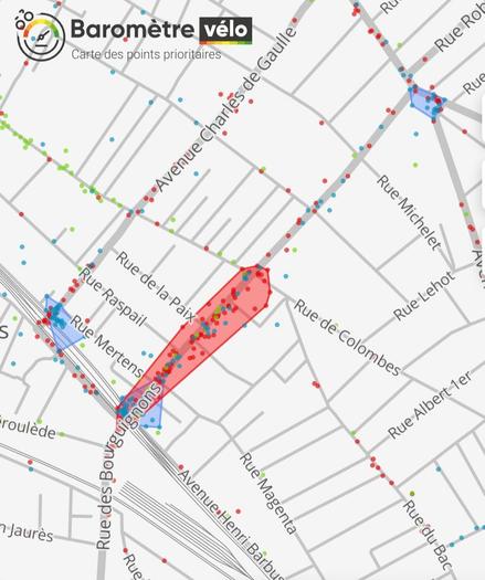 Zoom sur la carte sur les deux points noirs signalés dans le toot