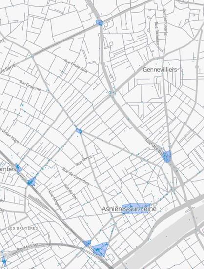 Carte des demandes en stationnement vélo de la ville d'Asnières