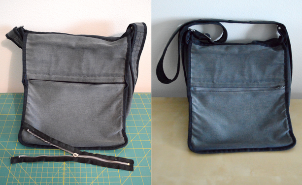 the pocket zipper on my vintage Marimekko bag was broken, so I ripped it off (left) and replaced it with another one (right)