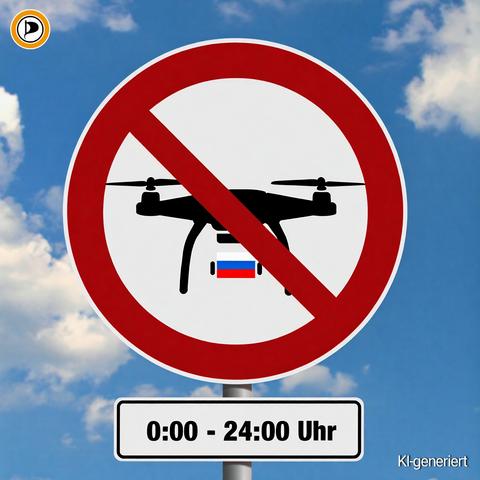 !B Verbotsschild russische Drohnen