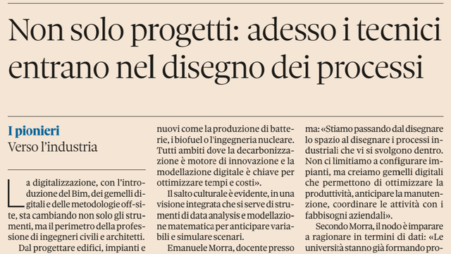 Non solo progetti: adesso i tecnici entrano nel disegno dei processi