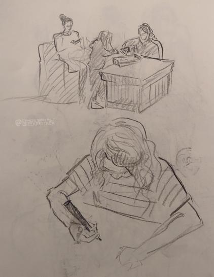 Pencil sketches on paper

A child with two people, playing a game with one of them. 

A drawing child.