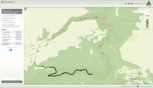 DWV Qualitätsmonitoring von Wanderwegen via Mapbender und QField