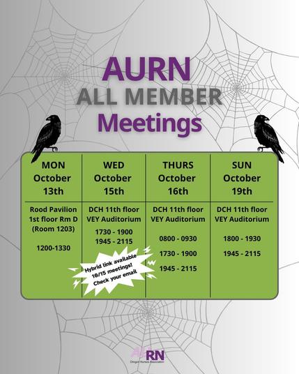 meeting dates and times for AURN all member meetings