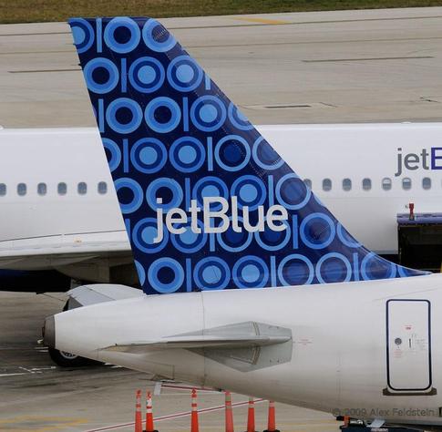 Tail of jetBlue's 100th Airbus