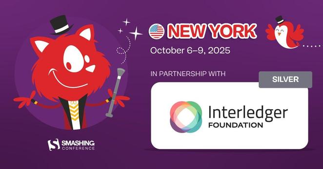 Smashing conf promotion flyer with interlegder as silver sponsor
