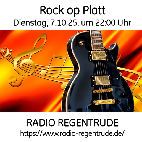 🇩🇪 Plakat zur heutigen Radiosendung mit LIVE-Moderation „Roadreaper’s Rock op Platt“. Bild (ohne Text): Pixabay, kein Bildquellennachweis erforderlich.

🇬🇧 Poster with details of today's radio show /w presenter „Roadreaper’s Rock op Platt“.  Image (without text): Pixabay, no image creds needed.
