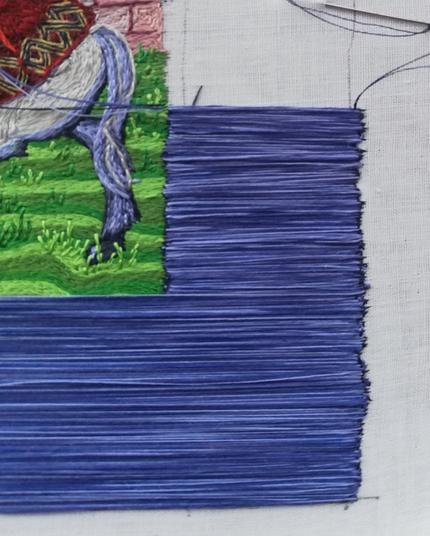 Close up of today's starting point on the border for the #AethelflaedEmbroidery