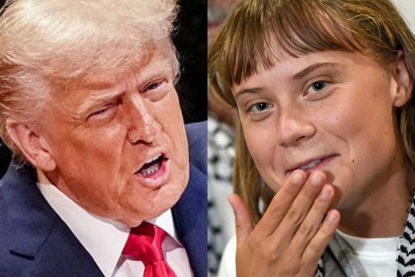 El presidente de EEUU, Donald Trump, y la activista sueca Greta Thunberg; en sendas imágenes de archivo, respectivamente. (Getty Images)