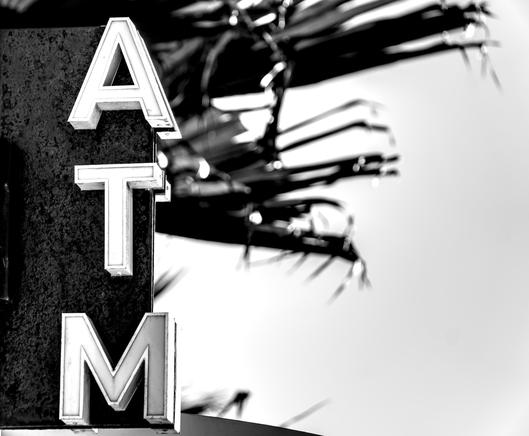 A black and white ATM photo