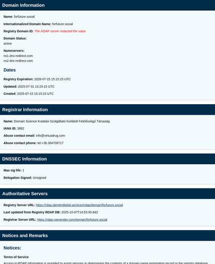 Screenshot des aktuellen Whois-Eintrags der Domain bei https://lookup.icann.org
