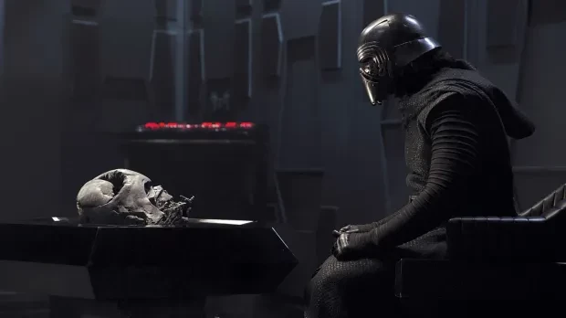 Kylo Ren seeks the dark wisdom of his grandfather Darth Vader in "Star Wars: The Force Awakens."