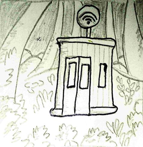 Gribouillis d'une cabine internétique.