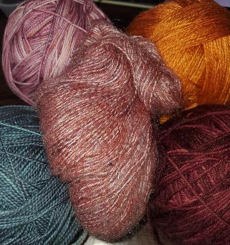 A mauve fuzzy yarn for the "mohair dare"