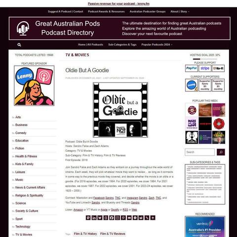 Oldie But A Goodie
Screenshot of the podcast listing on the Great Australian Pods website