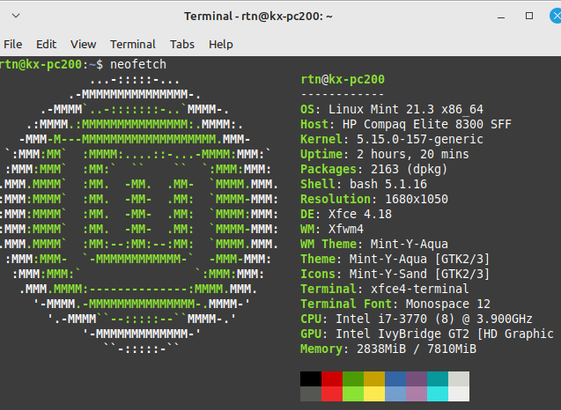 Neofetch screenprint from the Linux box