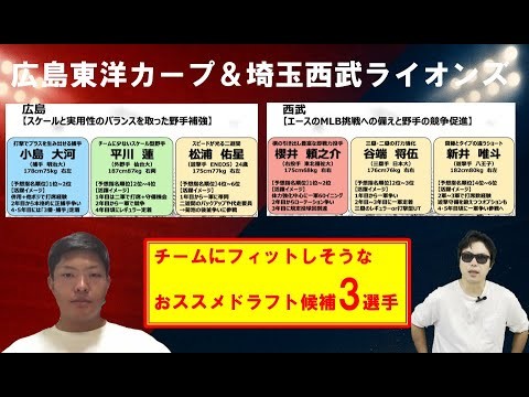 広島東洋カープ＆埼玉西武ライオンズ！チームにフィットしそうなおススメ2025年ドラフト候補3選手【やまけんさん】
