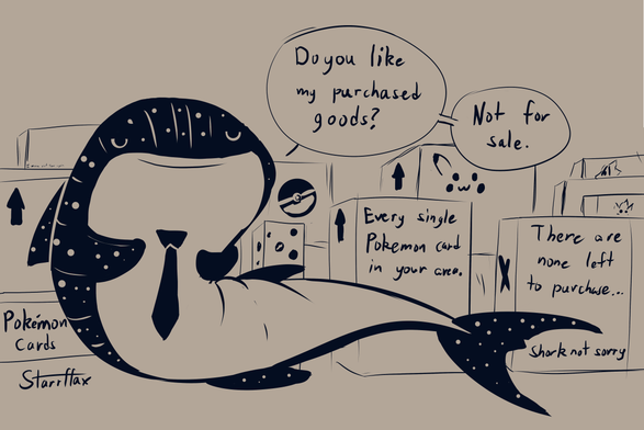 A realistic whale shark with a great collection of mint condition pokemon cards. Yes.