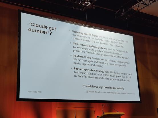 Slide titled "Claude got dumber?"