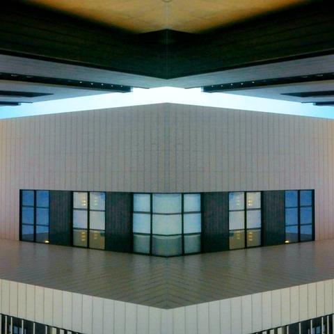 A symmetrical view of a building