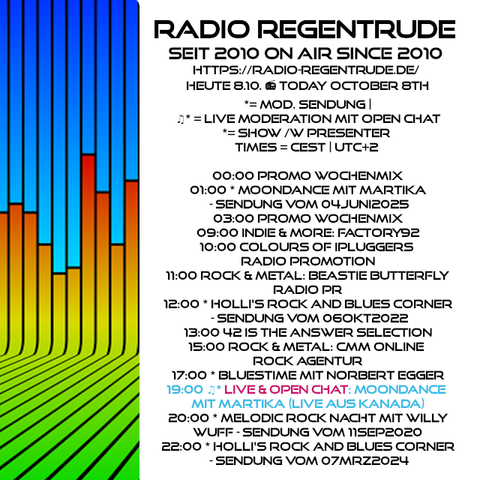 🇩🇪 Plakat mit den heutigen Radiosendungen. Bild (ohne Text): Pixabay, kein Bildquellennachweis erforderlich.

🇬🇧 Poster with details of today's radio shows. Image (without text): Pixabay, no image creds needed.