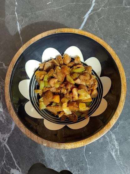 courge, courgettes et seitan braisés, avec châtaignes.
