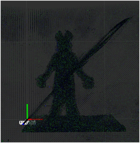 Screenshot of the raw output of a photogrammetric 3D reconstruction of Blouie the Blue Heeler.