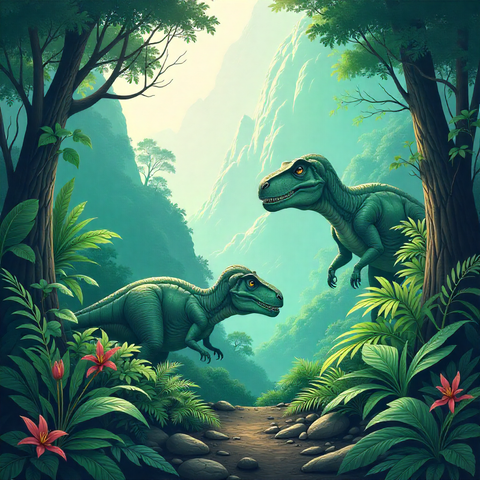 Image of two dinosaurs, created by Freepik AI