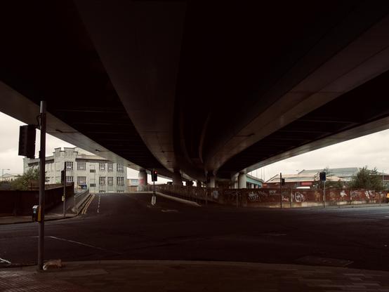 Underneath the M74 viaduct