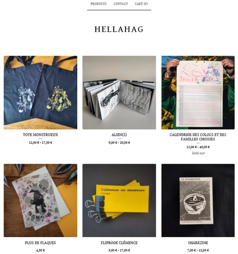 capture d'écran de la boutique big cartel d'hellahag