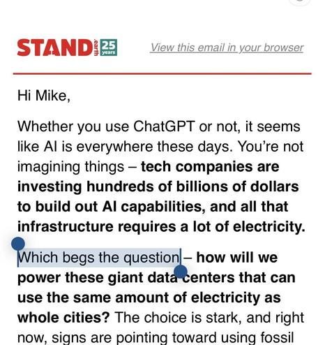 A screen shot of part of an email with the phrase used incorrectly. As is often the case.