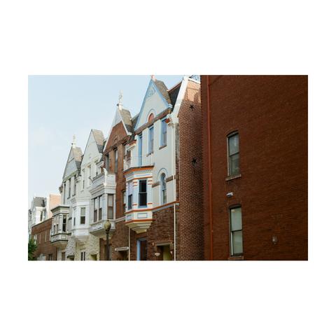 Early morning picture of a row of houses in DuPont, Washington DC, with Kodak Gold 200 film.