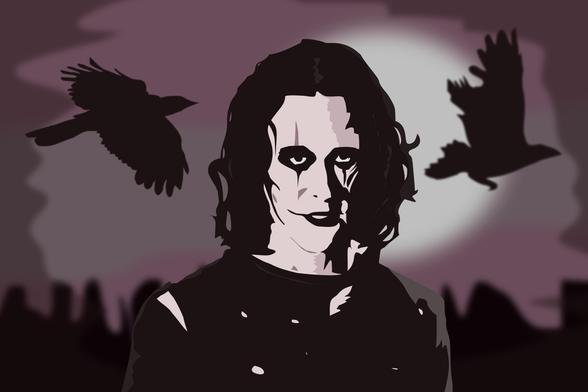 Illustration gjord i Affinity Designer 2. Fanart Brandon Lee i hans roll från filmen The Crow - 1994 versionen alltså.