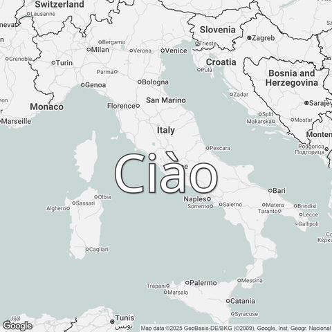 Map of Vatican City overlaid with a translation of the word "hello": Ciào.