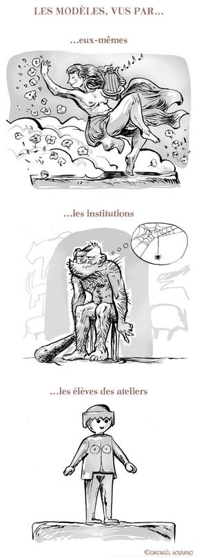 dessin satirique sur les modèles vivants