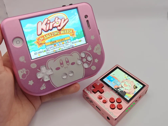 A modder managed to turn an iPhone 4s into a retro handheld that uses an iOS 6.1.3 downgrade and jailbreak to run RetroArch emulators. 

It also has physical PS Vita buttons & a Bluetooth keyboard PCB, providing tactile controls in a laser-engraved Kirby-themed metal case.
