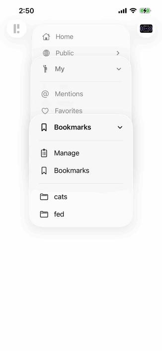 screenshot of bookmarks menu showing folders