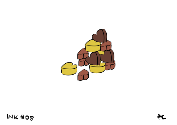 A little mountain of heart made of chocolate.