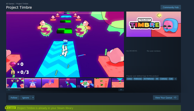 Steam page preview for Project Timbre