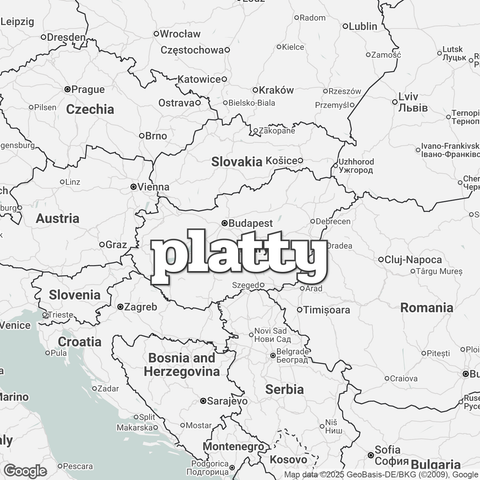 Map of Hungary overlaid with "platty".