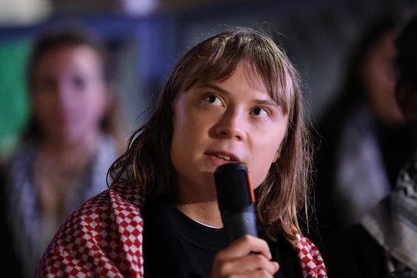 Greta Thunberg, durante un una rueda de prensa en Estocolmo este martes.